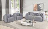 Contemporary Upholstered Sofa Set & Armchair with 5 Pillows