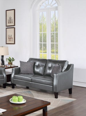 English Elm Contemporary Velvet 2-Piece Sofa Set with Mid-Century Ribbed Tufting, Plush Cushions & Wooden Legs Grey 25 L x 17 W x 72 H B011S00729