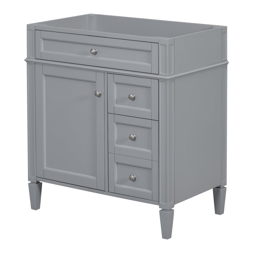 English Elm 30'' Modern Bathroom Vanity Cabinet With 2 Drawers, Tip-Out Storage, Elegant Roman Legs & Adjustable Shelf N710P250685E