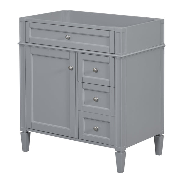 English Elm 30'' Modern Bathroom Vanity Cabinet With 2 Drawers, Tip-Out Storage, Elegant Roman Legs & Adjustable Shelf N710P250685E