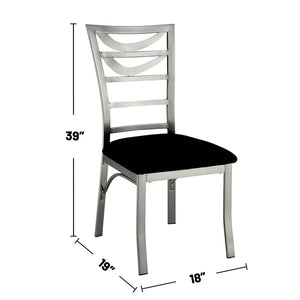 English Elm Set of 2 Black Microfiber Metal Side Chairs with Satin-Plated Silver Frame, Padded Comfort and Ladder Back Design B016P156811