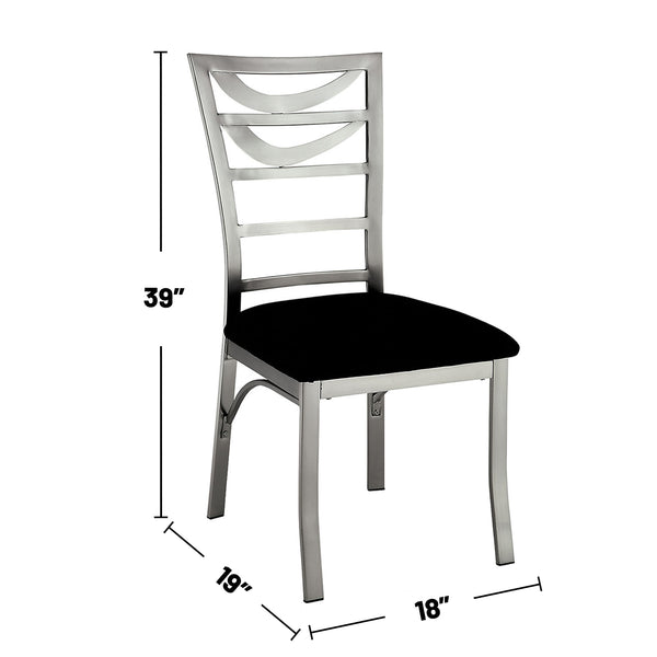 English Elm Set of 2 Black Microfiber Metal Side Chairs with Satin-Plated Silver Frame, Padded Comfort and Ladder Back Design B016P156811