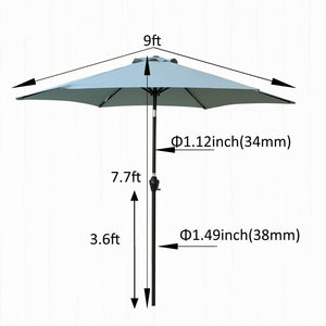 English Elm 9FT Outdoor Patio Umbrella Hexagon Canopy with Crank Lift, Tilt, Wind Vent & UPF40+ Weather Resistant Frosty Green W656134975