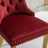 English Elm Nikki Collection Modern, High-End Tufted Solid Wood Contemporary Velvet Upholstered Dining Chair With Golden Stainless Steel Plating Legs,Nailhead Trim,Set Of 2,Wine Red and Gold, Sw1601Wr,Burgundy