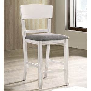 English Elm Set Of 2 Fabric Padded Counter Height Chairs In White and Gray