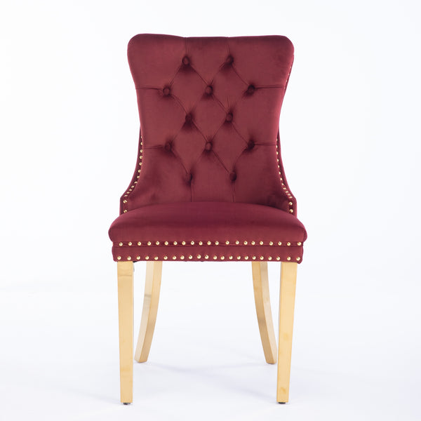 English Elm Nikki Handcrafted Tufted Solid Wood Dining Chair with Velvet Upholstery, High-Density Foam Comfort Burgundy W1143P151484