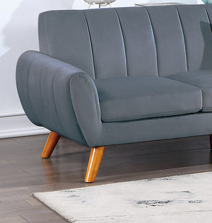 English Elm Contemporary Velvet 2-Piece Sectional Sofa with Tufted Vertical Back, Curved Arm, Pillows Included Dark Gray 34 L x 18 W x 76 H B011S00723