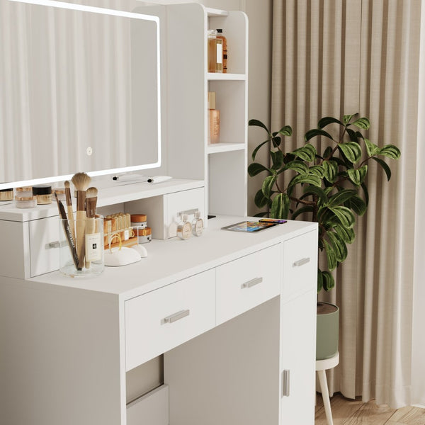 English Elm Newly Designed Led Smart Vanity with Drawer Storage for Bedroom Dressing Routine W1320138091
