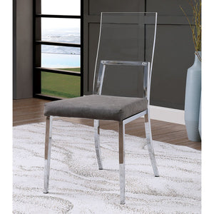 English Elm Set of 2 Acrylic Leatherette Padded Dining Chairs with Chrome Frame — Sleek Modern Open Design, Stable B016P156801