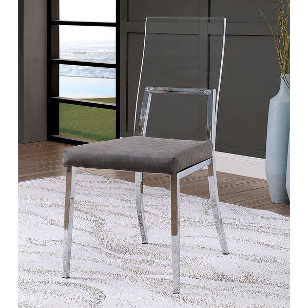 English Elm Set of 2 Acrylic Leatherette Padded Dining Chairs with Chrome Frame — Sleek Modern Open Design, Stable B016P156801