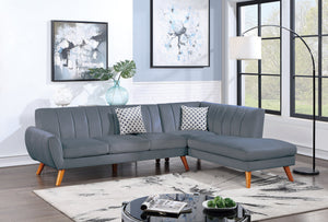 English Elm Contemporary Velvet 2-Piece Sectional Sofa with Tufted Vertical Back, Curved Arm, Pillows Included Dark Gray 34 L x 18 W x 76 H B011S00723