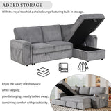 English Elm Upholstery Sleeper Sectional Sofa With Storage Bags and 2 Cup Holders On Arms