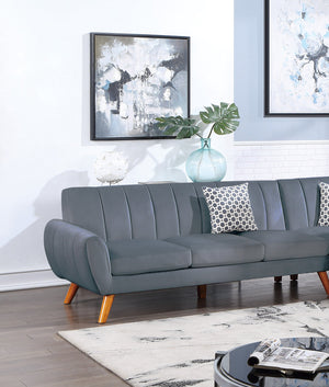 English Elm Contemporary Velvet 2-Piece Sectional Sofa with Tufted Vertical Back, Curved Arm, Pillows Included Dark Gray 34 L x 18 W x 76 H B011S00723