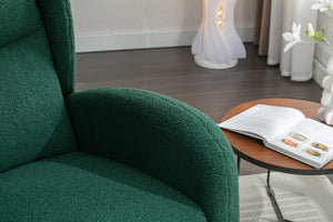 English Elm 049-teddy Plush Wingback Rocking Chair Solid Wood Base Nursery and Living Room Comfort Green W527P147431