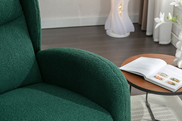 English Elm 049-teddy Plush Wingback Rocking Chair Solid Wood Base Nursery and Living Room Comfort Green W527P147431
