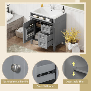 English Elm 30'' Modern Bathroom Vanity With Soft-Close Drawers, Durable Resin Sink & Chic Storage Solutions SW000122AAE-2