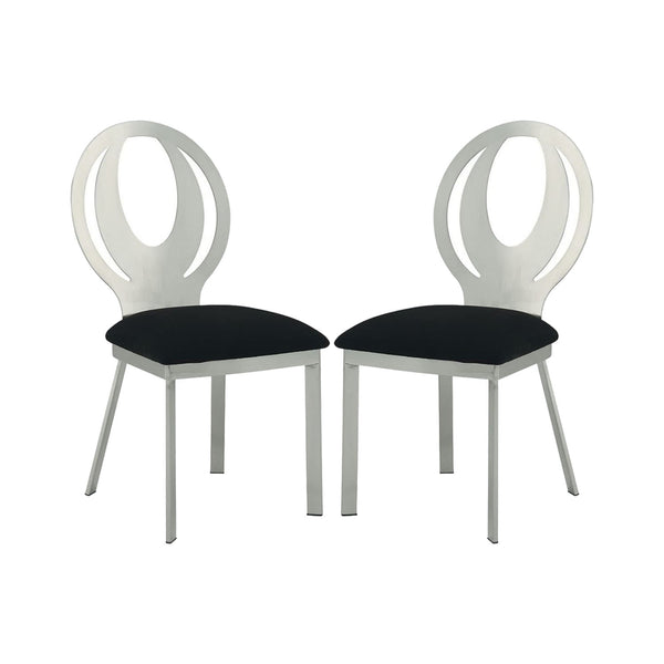 English Elm Set of 2 Oval Metal Back Dining Chairs with Black Foam Seats, Satin Silver Powder-Coated Finish, Stylish Comfort B016P156808