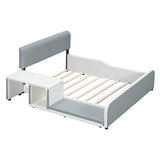 Hearth and Haven Empress Full Size Upholstered Platform Bed with Storage Nightstand and Guardrail, Grey DL000579AAE