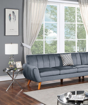 English Elm Contemporary Velvet 2-Piece Sectional Sofa with Tufted Vertical Back, Curved Arm, Pillows Included Dark Gray 34 L x 26 W x 85 H B011S00725