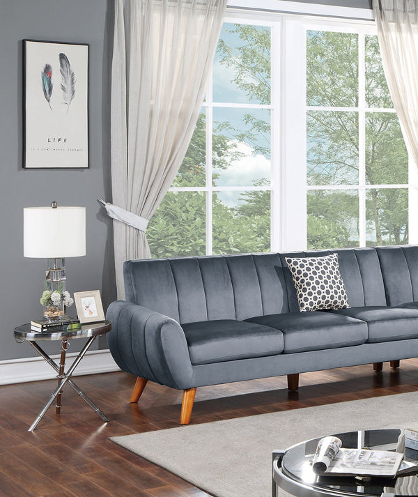 English Elm Contemporary Velvet 2-Piece Sectional Sofa with Tufted Vertical Back, Curved Arm, Pillows Included Dark Gray 34 L x 26 W x 85 H B011S00725