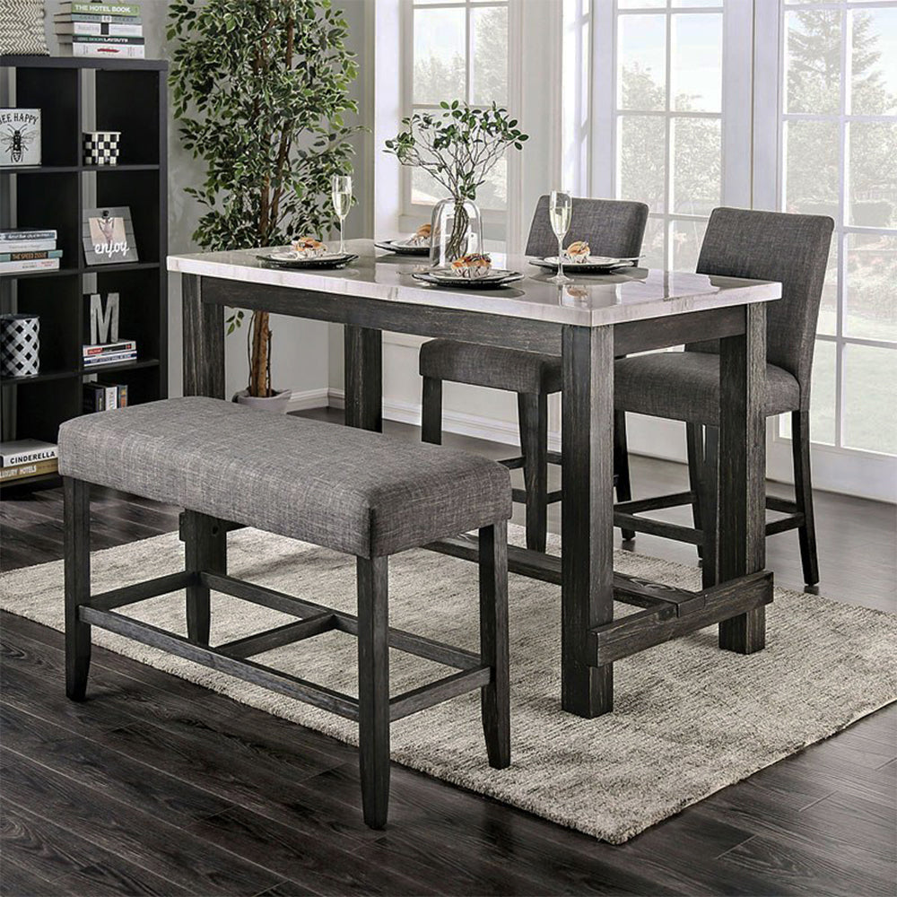 English Elm Set of 2 Padded Fabric Counter Height Chairs Gray Upholstered Comfort Supportful Dining Seats, Space-Saving Modern Design B016P156815