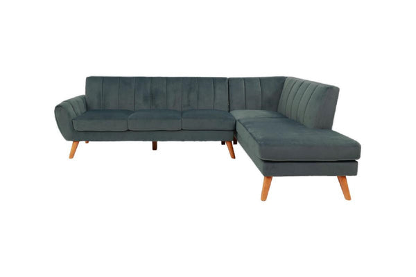 English Elm Contemporary Velvet 2-Piece Sectional Sofa with Tufted Vertical Back, Curved Arm, Pillows Included Dark Gray 34 L x 18 W x 76 H B011S00723