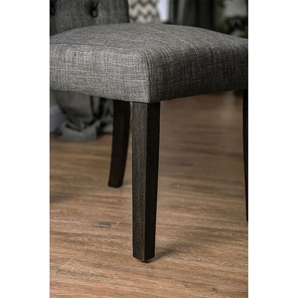 English Elm Set of 2 Padded Fabric Dining Chairs with Button-Tufted Backs Antique Black & Gray Rustic Charm B016P156813