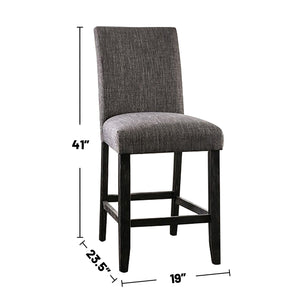 English Elm Set of 2 Padded Fabric Counter Height Chairs Gray Upholstered Comfort Supportful Dining Seats, Space-Saving Modern Design B016P156815