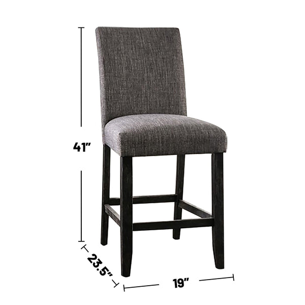 English Elm Set of 2 Padded Fabric Counter Height Chairs Gray Upholstered Comfort Supportful Dining Seats, Space-Saving Modern Design B016P156815