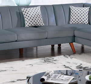 English Elm Contemporary Velvet 2-Piece Sectional Sofa with Tufted Vertical Back, Curved Arm, Pillows Included Dark Gray 34 L x 18 W x 76 H B011S00723