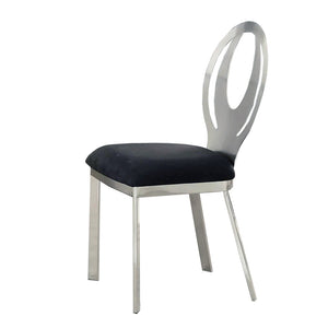 English Elm Set of 2 Oval Metal Back Dining Chairs with Black Foam Seats, Satin Silver Powder-Coated Finish, Stylish Comfort B016P156808