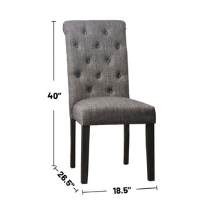 English Elm Set of 2 Padded Fabric Dining Chairs with Button-Tufted Backs Antique Black & Gray Rustic Charm B016P156813