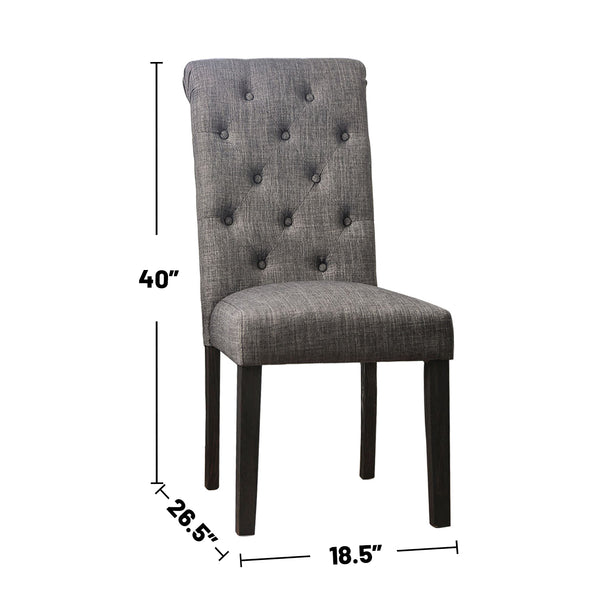 English Elm Set of 2 Padded Fabric Dining Chairs with Button-Tufted Backs Antique Black & Gray Rustic Charm B016P156813