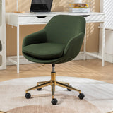 046-Mesh Fabric Home Office 360°Swivel Chair Adjustable Height with Gold Metal Base, Green