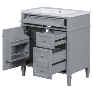 English Elm 30'' Modern Bathroom Vanity Set With Mirror, 2 Drawers & Tip-Out, Stylish Storage For Small Spaces SW000127AAE-3