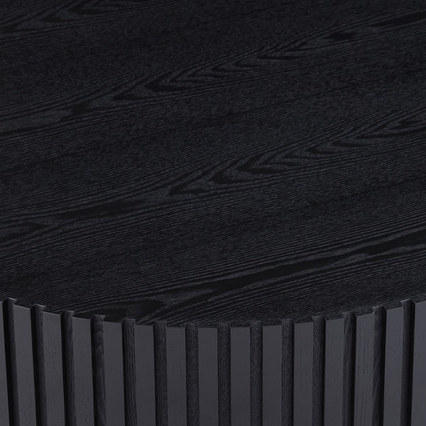 English Elm Black Round Drum Pedestal Coffee Table Matte Mdf Modern Base for Living Room W876P252816