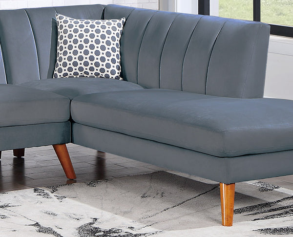 English Elm Contemporary Velvet 2-Piece Sectional Sofa with Tufted Vertical Back, Curved Arm, Pillows Included Dark Gray 34 L x 18 W x 76 H B011S00723
