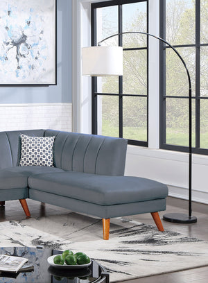 English Elm Contemporary Velvet 2-Piece Sectional Sofa with Tufted Vertical Back, Curved Arm, Pillows Included Dark Gray 34 L x 18 W x 76 H B011S00723