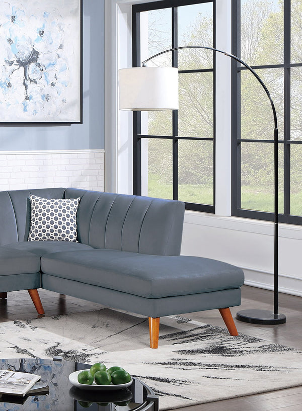 English Elm Contemporary Velvet 2-Piece Sectional Sofa with Tufted Vertical Back, Curved Arm, Pillows Included Dark Gray 34 L x 18 W x 76 H B011S00723