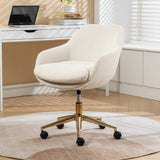 Hearth and Haven 046-Mesh Fabric Home Office 360°Swivel Chair Adjustable Height with Gold Metal Base, Beige W527P149726