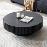 English Elm Black Mdf Coffee Table 39.37Inch Modern Handcraft Drum Coffee Table Round Wood Coffee Table For Living Room, Apartment