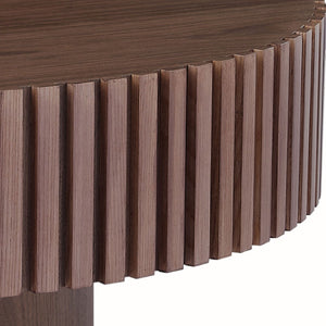 English Elm 31.49'' Round Mdf Pedestal Coffee Table Matte Black Finish Modern Apartment Living Walnut W876P147629