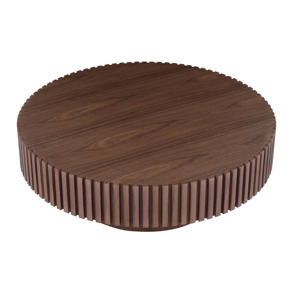 English Elm 31.49'' Round Mdf Pedestal Coffee Table Matte Black Finish Modern Apartment Living Walnut W876P147629