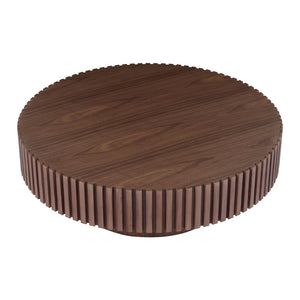 English Elm Natural Ash Tone Round Drum Coffee Table Handcrafted Relief Mdf for Living Room W876P188697