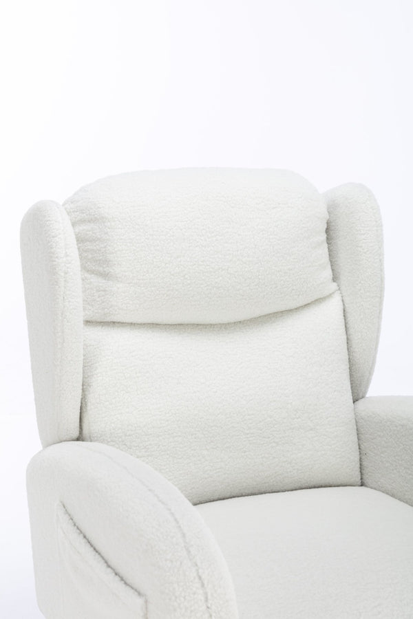 English Elm 049-teddy Plush Wingback Rocking Chair Solid Wood Base Nursery and Living Room Comfort Ivory W527P147427