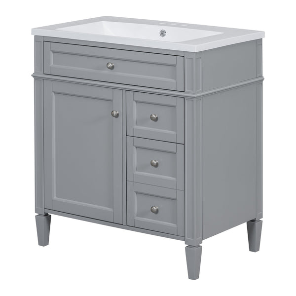 English Elm 30'' Modern Bathroom Vanity Set With Mirror, 2 Drawers & Tip-Out, Stylish Storage For Small Spaces SW000127AAE-3