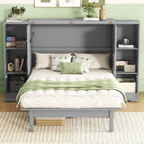 Hearth and Haven Reed Queen Size Murphy Bed with Shelves, 2 Drawers and USB Ports, Grey LP000568AAE