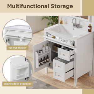 English Elm 30'' Modern Bathroom Vanity With Resin Sink, Elegant Storage Cabinet & Smart Organization Solutions SW000122AAK-2