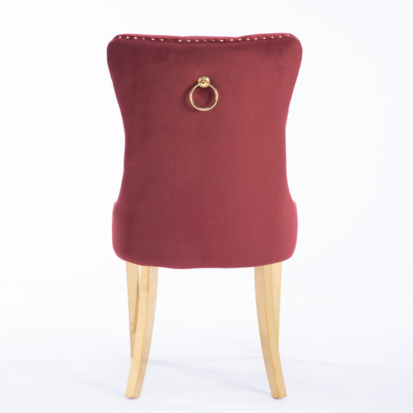 English Elm Nikki Handcrafted Tufted Solid Wood Dining Chair with Velvet Upholstery, High-Density Foam Comfort Burgundy W1143P151484