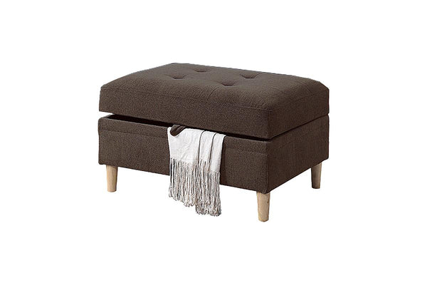 English Elm 3-PCS Reversible Sectional Sofa Set with Tufted Chenille, Storage Ottoman & Accent Pillows, Modern Design Chocolate 35 L x 16 W x 77 H B011S00721